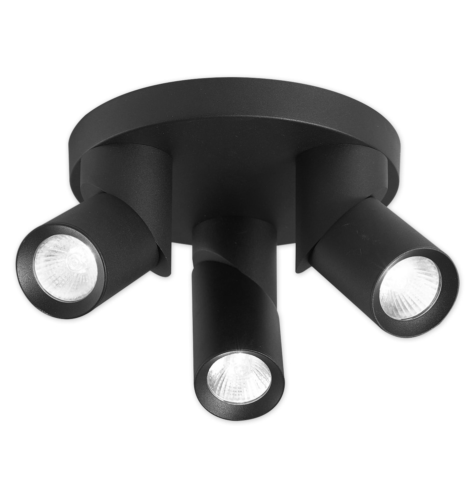 Kinkiet GU10 LED Rita ruchomy x3 okrągły czarny