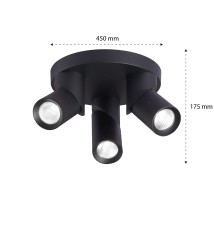 Rita Adjustable GU10 LED Wall Sconce, Set of 3, Round, Black | LVT