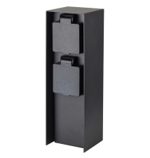 IP44 Garden Post, 2x 230V, Black | LVT