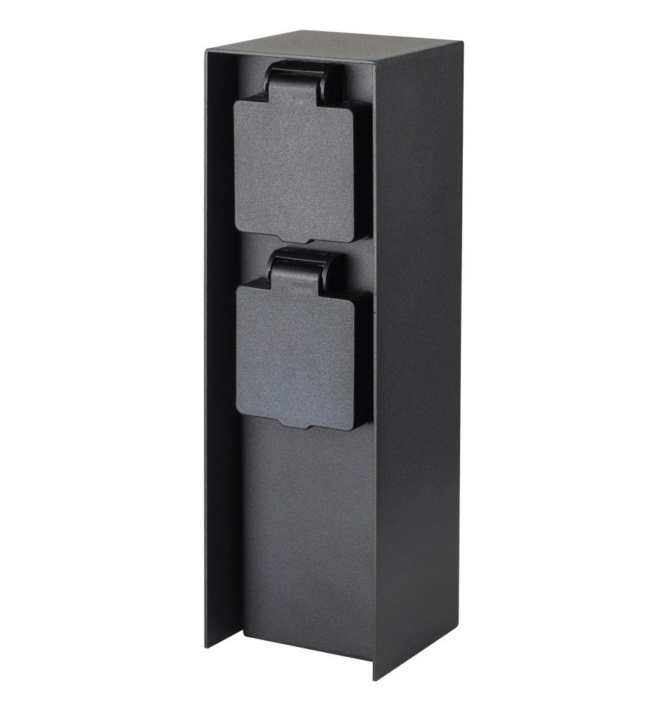 IP44 Garden Post, 2x 230V, Black | LVT