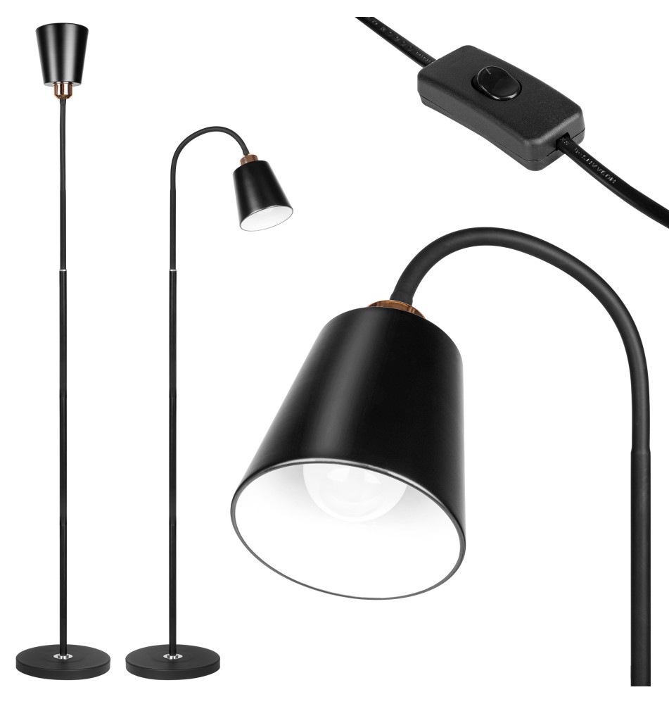 Koko Floor Lamp, 1x E27, 145 cm, Black + Gold | LVT