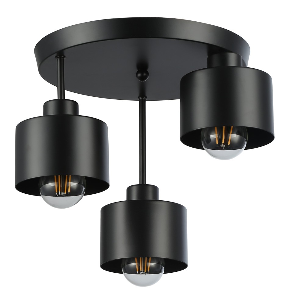 Kinkiet E27 LED Elza x3 czarny okrągły | LVT
