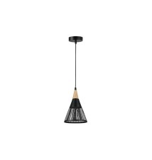Oprawa wisząca E27 Hira x1 czarna + drewno | LVT