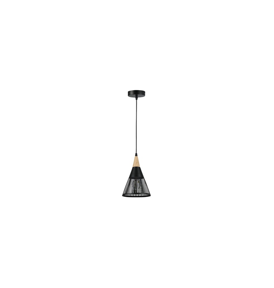 Hira E27 Pendant Light, 1-Pack, Black + Wood | LVT