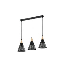 Oprawa wisząca E27 Hira x3 czarna + drewno