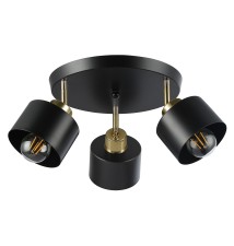Kinkiet E27 LED Elza ruchomy x3 czarny + miedź okrągły | LVT