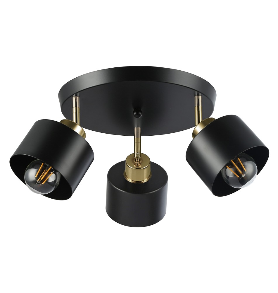 Kinkiet E27 LED Elza ruchomy x3 czarny + miedź okrągły | LVT