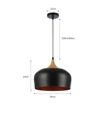 Lumina E27 Pendant Light, 1-Pack, Black + Gold | LVT