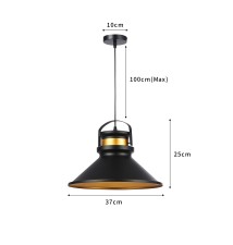 Oprawa wisząca E27 Tao 37cm x1 czarna + miedź | LVT