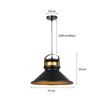 Oprawa wisząca E27 Tao 37cm x1 czarna + miedź
