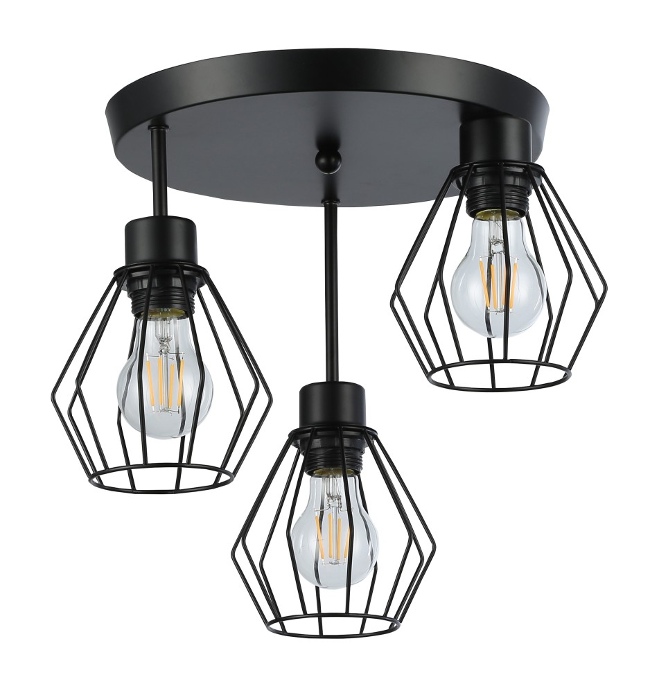 Kinkiet E27 LED Otto x3 czarny okrągły | LVT