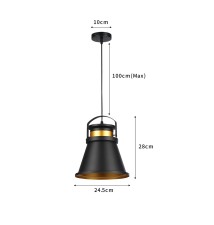 Oprawa wisząca E27 Tao 25cm x1 czarna + miedź | LVT