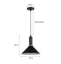 Olena E27 Pendant Light, 1-Light, Black | LVT