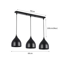 Como E27 Pendant Light, 3-Light, Black | LVT