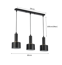 Oprawa wisząca E27 Tema x3 czarna