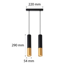 Keon GU10 x2 Pendant Light, Black + Gold | LVT