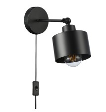 Elza Adjustable E27 LED Wall Sconce x1, Black, Plug-In | LVT