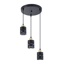 Oprawa wisząca E27 Elen x3 okrągła czarna + złota