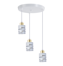 Oprawa wisząca E27 Elen x3 okrągła biała + złota