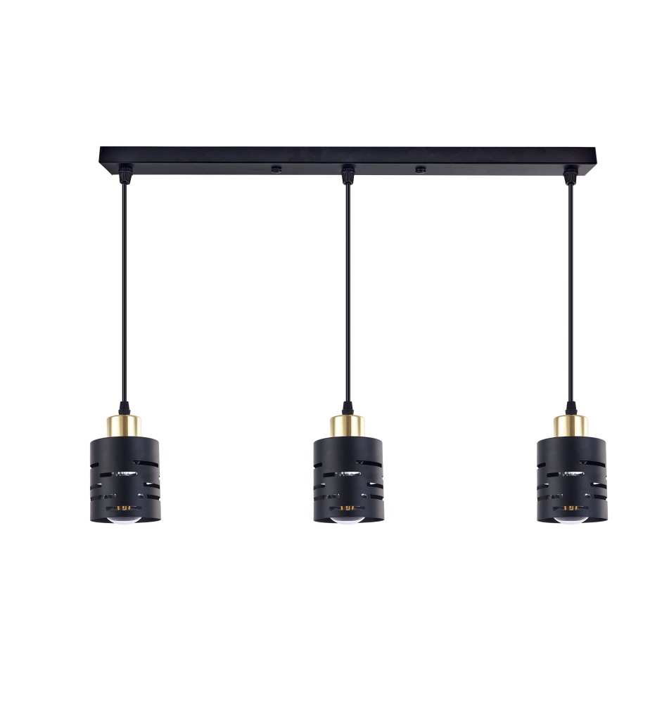Elen E27 Pendant Light, 3-bulb, 50 cm, Black + Gold | LVT