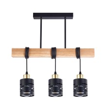 Oprawa wisząca E27 Elen x3 50cm czarna + złota + drewno | LVT
