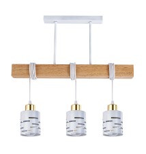 Oprawa wisząca E27 Elen x3 50cm biała + złota + drewno | LVT