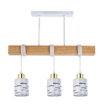 Oprawa wisząca E27 Elen x3 50cm biała + złota + drewno