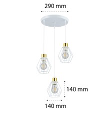 Oprawa wisząca E27 Otto x3 biała + złoty