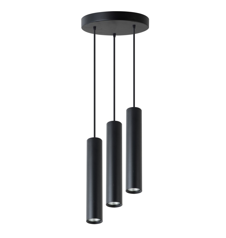 Lampa wisząca Keon GU10 x3 okrąg czarny | LVT