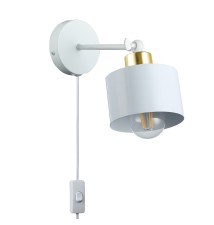 Elza Adjustable E27 LED Wall Sconce x1, White + Gold, with Plug | LVT
