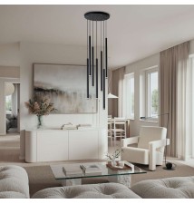 Piero G9 x7 Round Black Pendant Light | LVT
