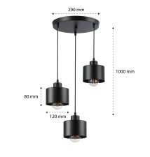 Elza E27 Round Black Pendant Light (3-Pack) | LVT