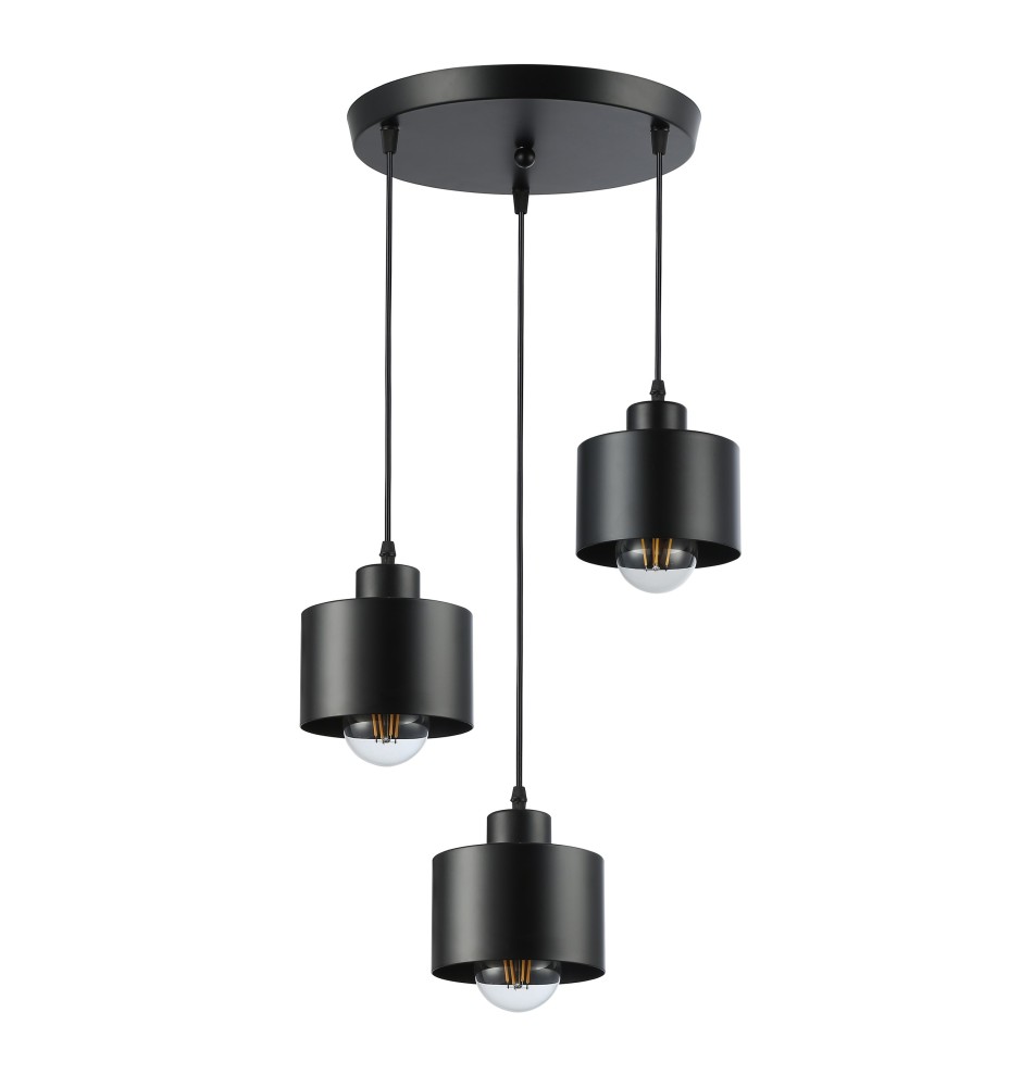Oprawa wisząca E27 Elza x3 okrągła czarna