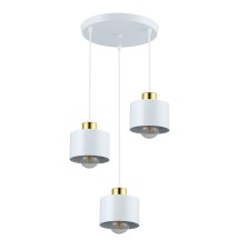 Oprawa wisząca E27 Elza x3 okrągła biały + złoty