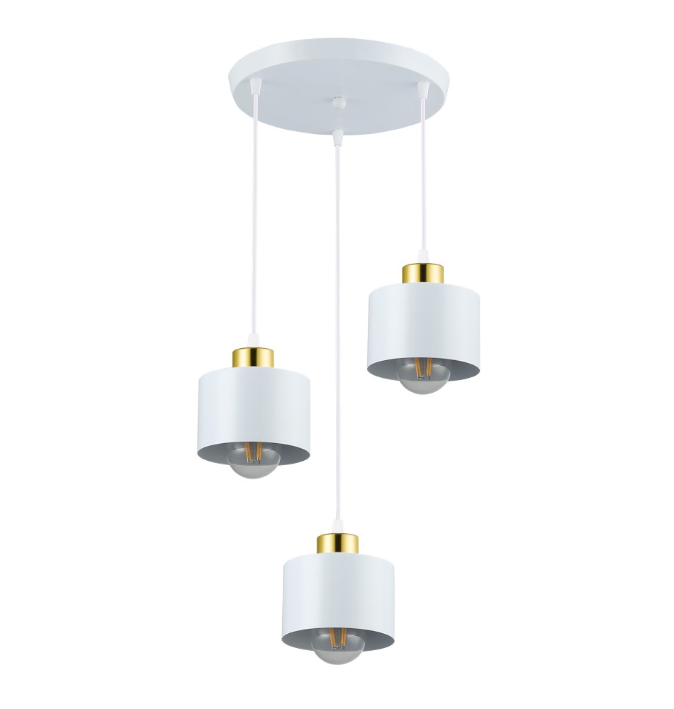 Oprawa wisząca E27 Elza x3 okrągła biały + złoty