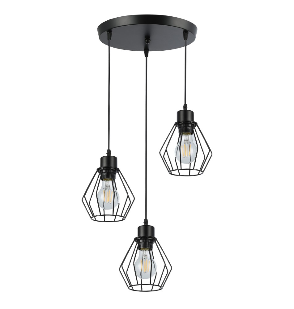Otto E27 Pendant Light, 3-Light, Black | LVT
