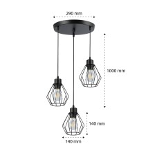 Oprawa wisząca E27 Otto x3 czarna