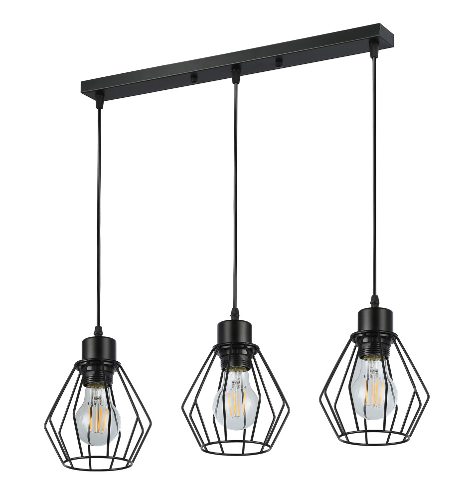 Oprawa wisząca E27 Otto x3 50cm czarna