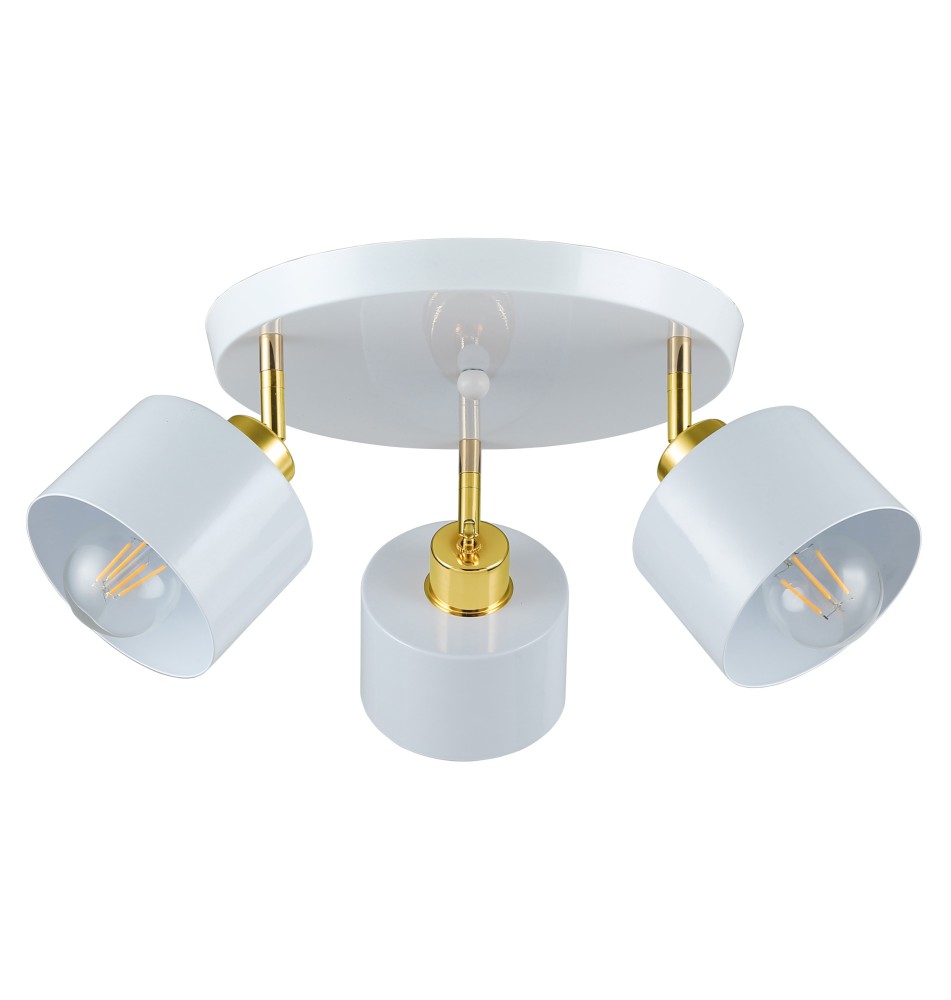 Kinkiet E27 LED Elza ruchomy x3 biały + złoty okrągły