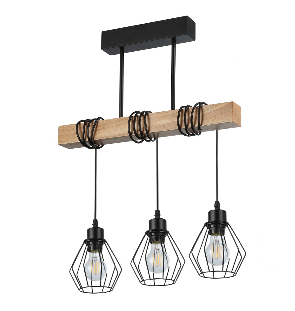 Otto E27 Pendant Light, 3-Bulb, 50 cm, Black | LVT