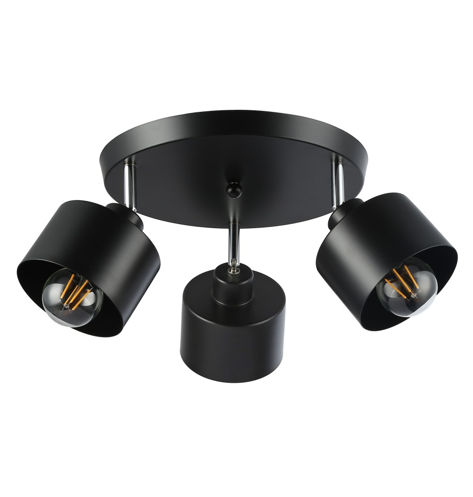 Elza Adjustable E27 LED Wall Sconce, Set of 3, Black, Round | LVT