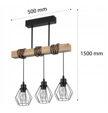 Oprawa wisząca E27 Otto x3 50cm czarny