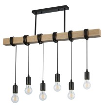 Oprawa wisząca E27 Nido x6 80cm czarny + drewno