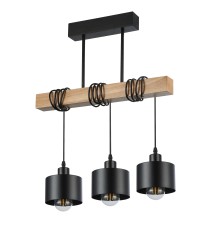 Oprawa wisząca E27 Elza x3 50cm czarny + drewno | LVT