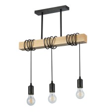 Oprawa wisząca E27 Nido x3 50cm czarny + drewno | LVT