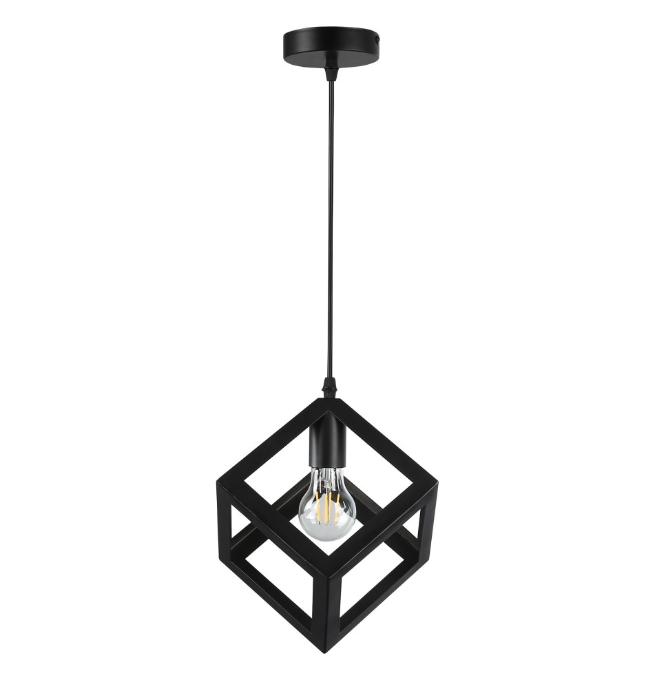 E27 Cube x1 Black Pendant Light | LVT