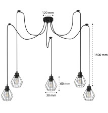 Oprawa wisząca E27 Nido x5 czarna