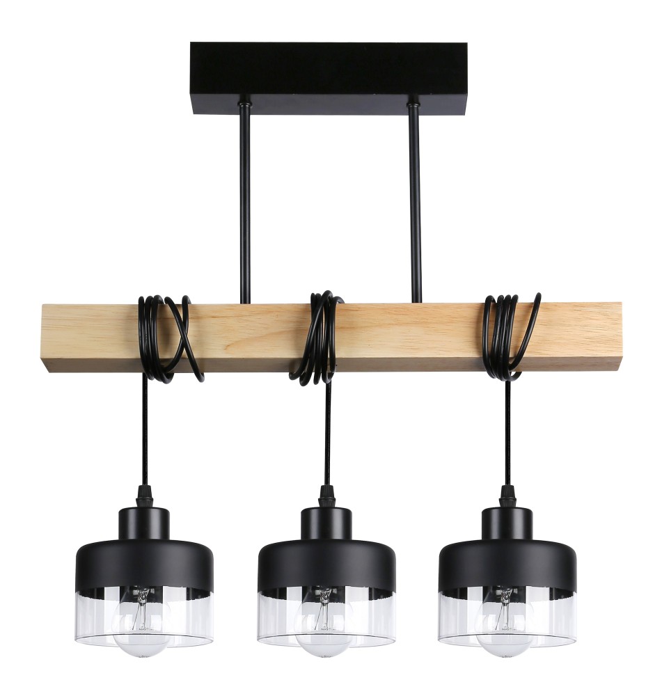 Oprawa wisząca E27 Stark x3 50cm czarny + drewno