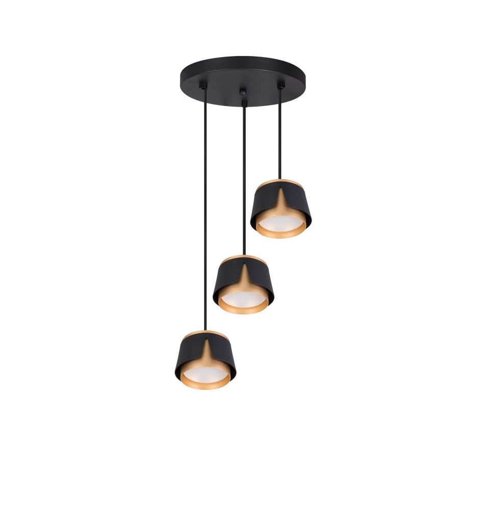 Oprawa wisząca x3 GX53 czarna + złota okrągła