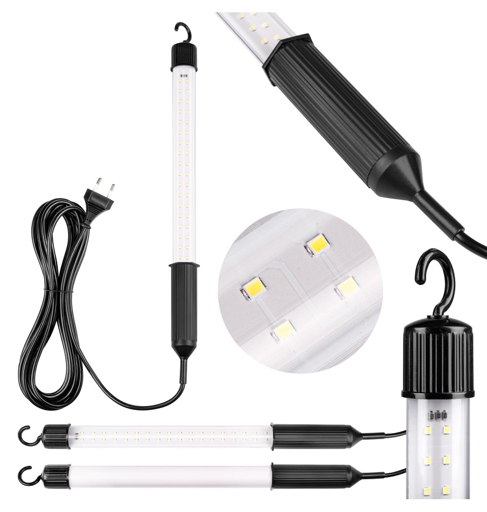 Lampa LED warsztatowa 230V 4W na kablu 5m czarna